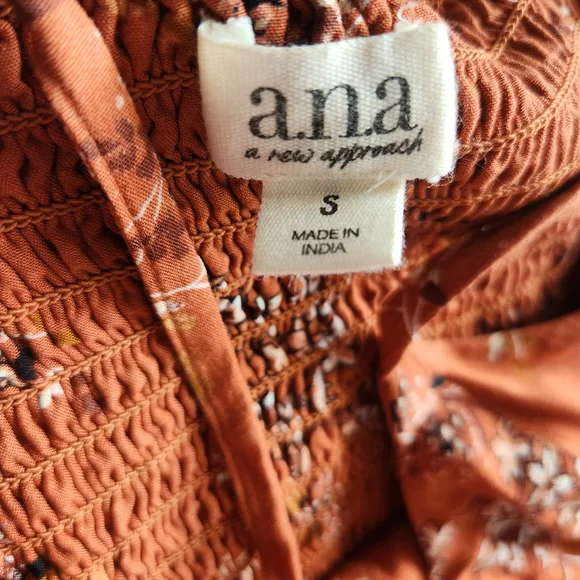 A.N.A A New Approach Rusty Brown Floral Dress-Size Small - Picture 5 of 7